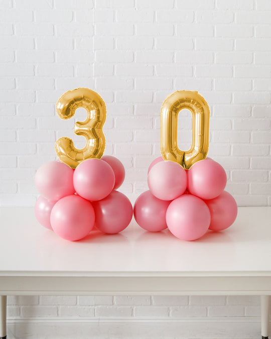 Rosé Bubbles - Tabletop Foil numbers on Balloon Base - 1.5ft