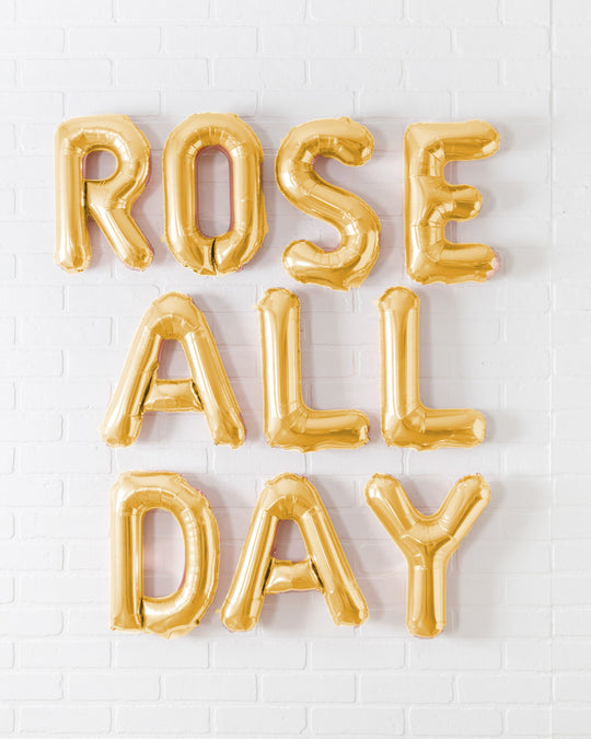 Rosé Bubbles - 16in Gold ROSE ALL DAY Foil Balloon Set