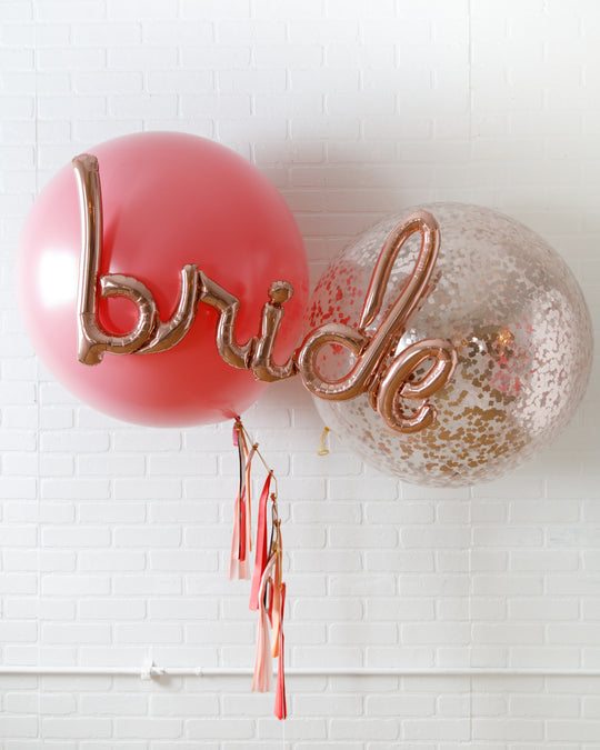 Rosé Bubbles - Giant Bouquet with Bride Script & Tassel