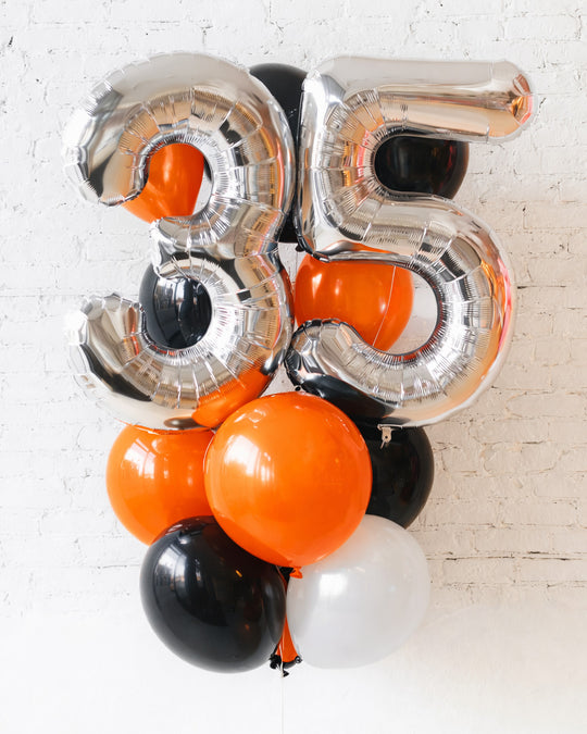 Basketball - Double Digit Foil Numbers and Latex Balloon Bouquet