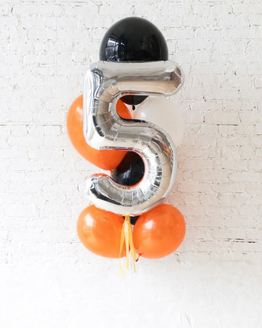 Basketball -  Foil Number and Latex Balloon Bouquet