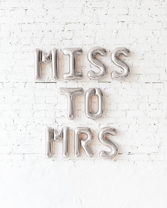 16in Silver MISS TO MRS Foil Balloon Set