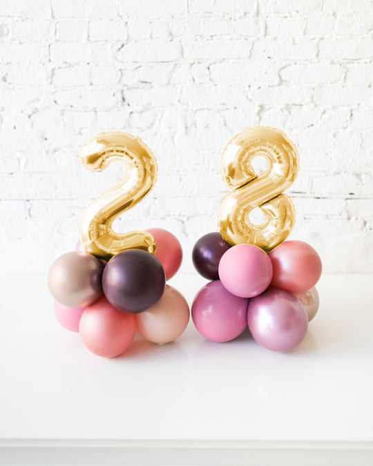 Berry Blush - Tabletop Foil Number on Balloon Base - 1.5ft