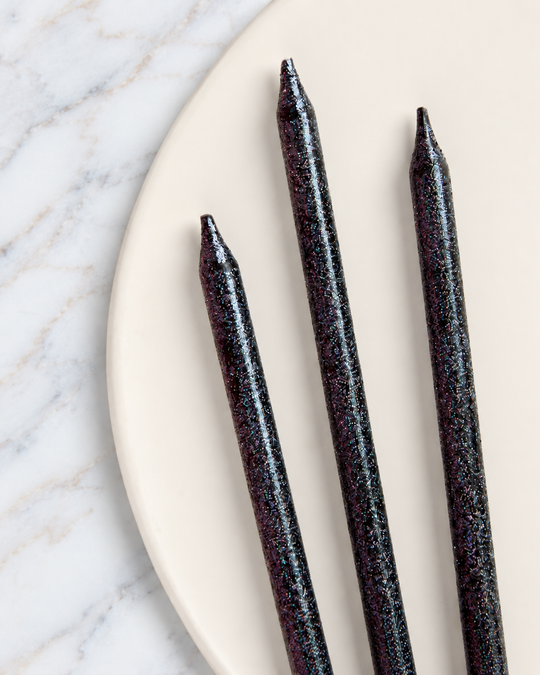 xo, Fetti - Black Glitter Cake Candles (Pack of 10)