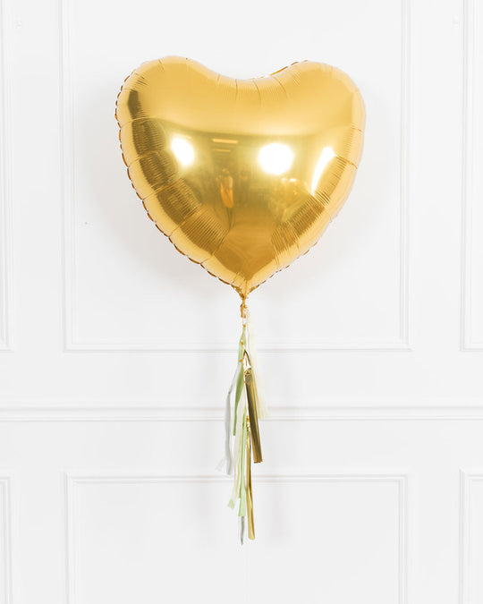 Gilded - 36in Heart Foil Balloon with Half-Tassel