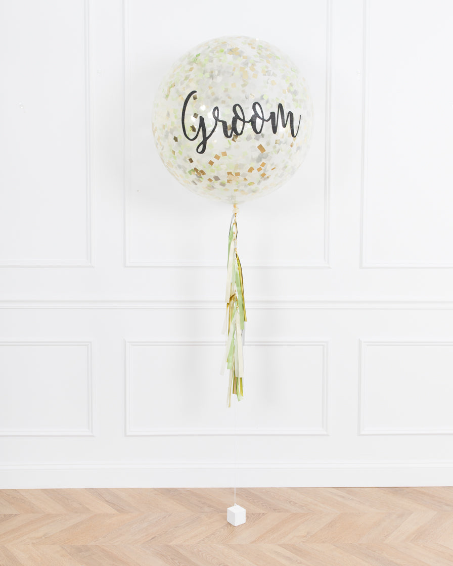 groom-confetti-giant-balloon-with-tassel- botanical-theme-bride-bouquet-party-bridal
