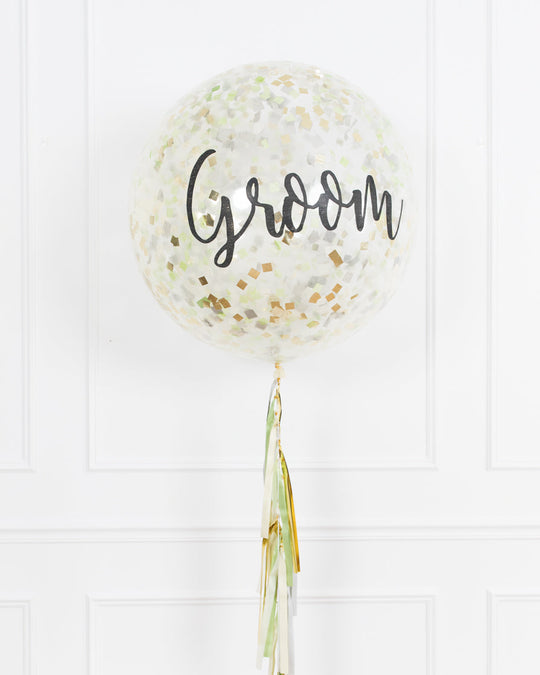 Blushing - GROOM Confetti Giant Balloon with Tassel
