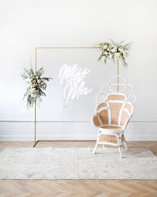 Blushing - 7x7 Frame with Floral Arrangement and Neon Sign