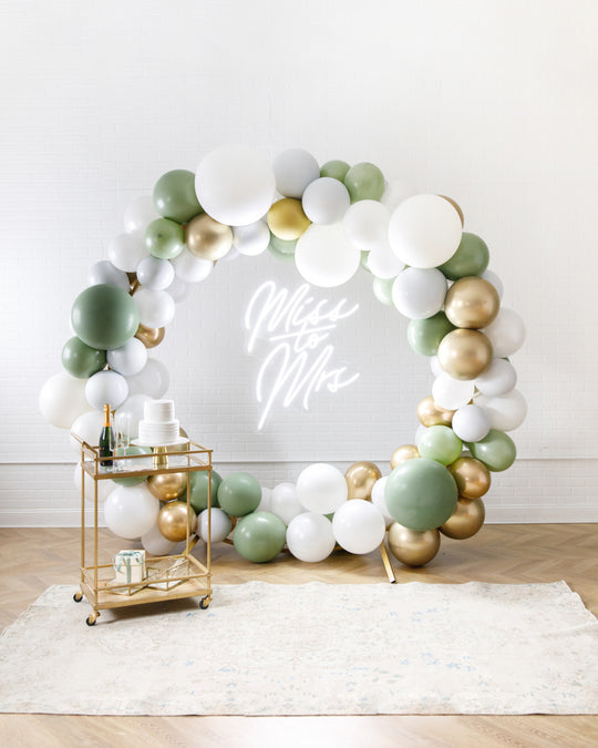 Botanical - Circle Frame Install Piece with Miss to Mrs Neon Sign