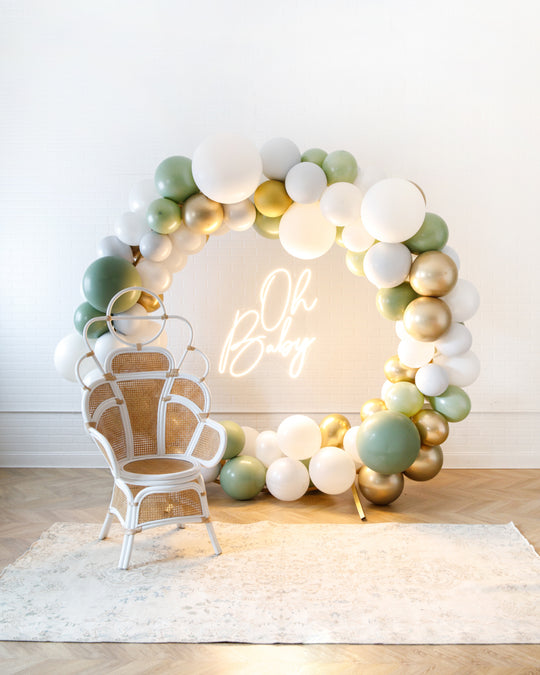 Botanical - Circle Frame Install Piece with Neon Sign