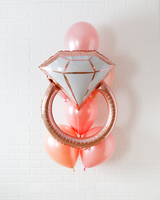 Rosé Bubbles - Balloons with Ring Foil - bouquet of 7