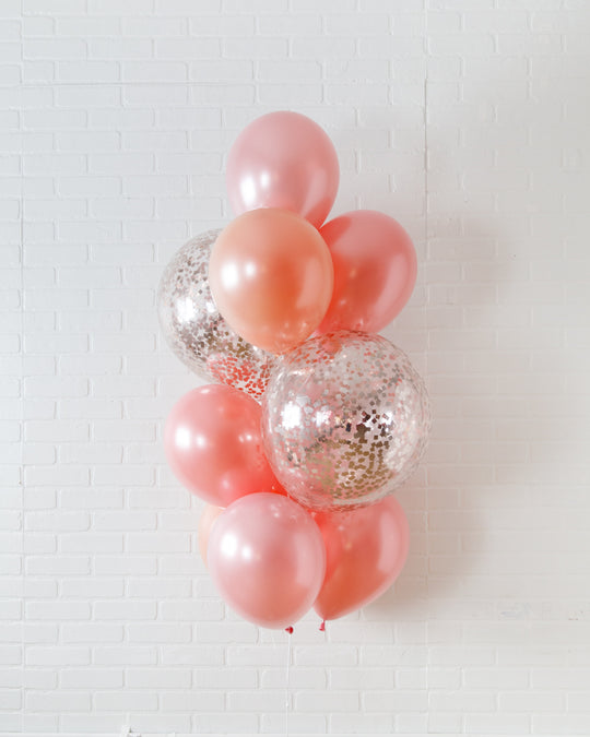 Rosé Bubbles - Confetti and 11in Balloons - bouquet of 10