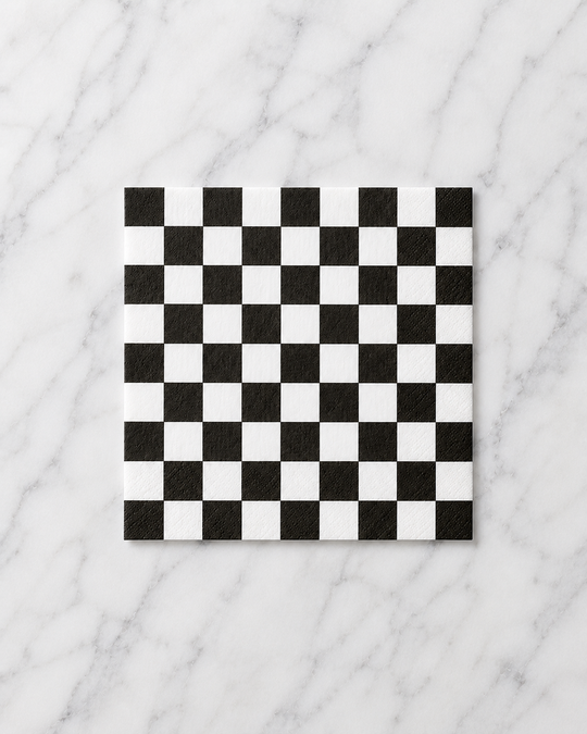 Bonjour Fête - Black and White Signature Checker Large Napkins - pack of 20