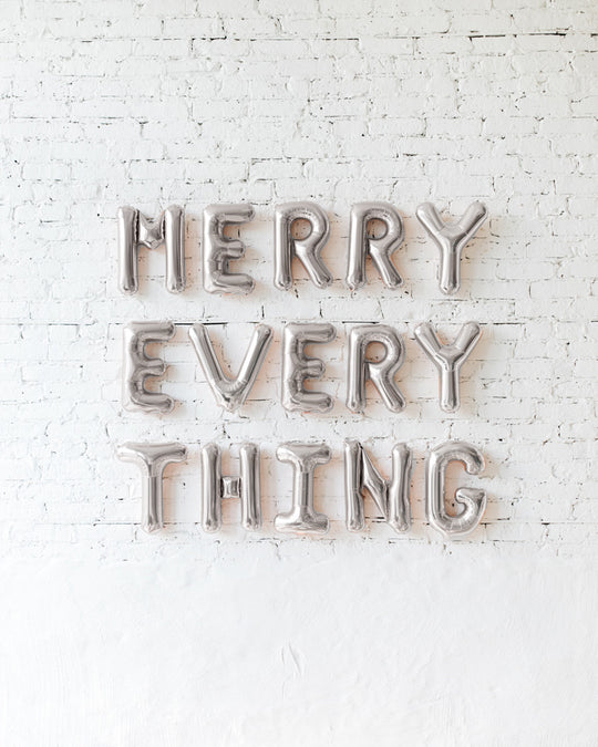 16in Silver Merry Everything Foil Balloon Set