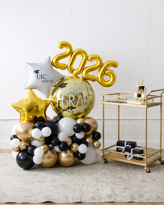 Graduation - Customizable Congrats Grad Foil Set on Pedestal - 4ft
