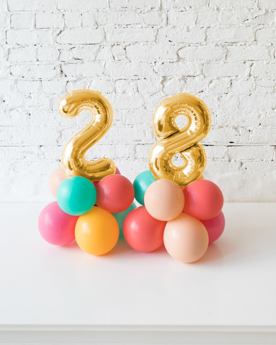 Colorful Bloom - Tabletop Foil Number on Balloon Base - 1.5ft