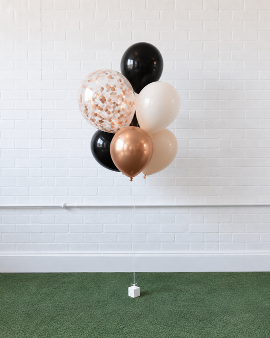 Demure Dog/Couture Cat - Mini Confetti and 11in Balloons - bouquet of 7