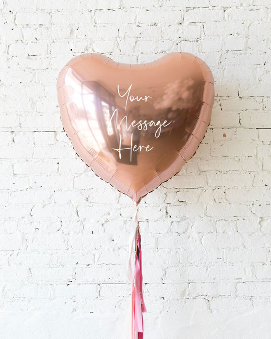 GIFT- 36in Rose Gold Heart Foil Balloon and Pretty in Pink Half-Tassel