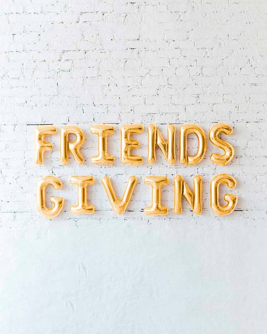 16in Gold FRIENDSGIVING Foil Balloon Set
