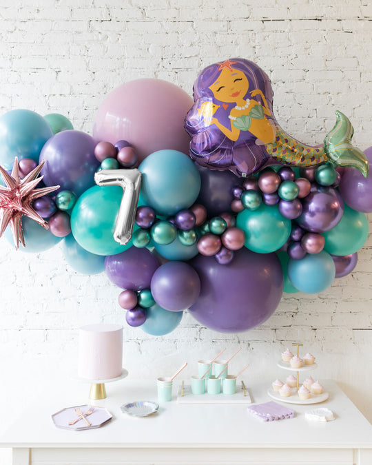 Mermaid Theme - Mermaid Backdrop Balloon Garland Install Piece - 6ft