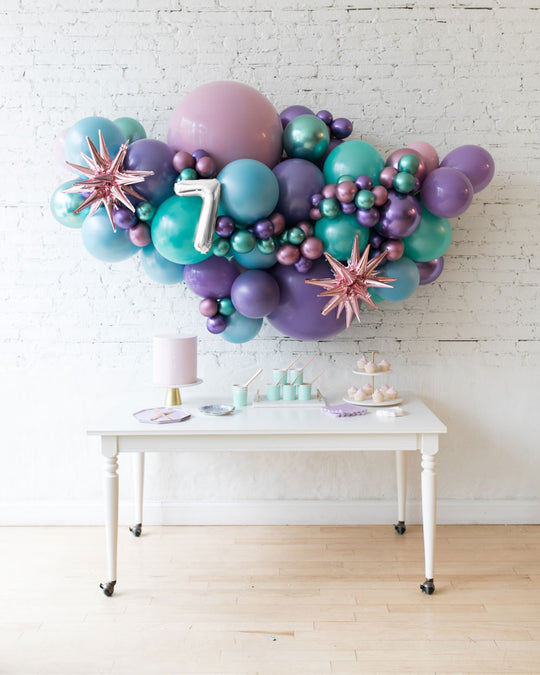 Mermaid Theme - Number Backdrop Balloon Garland Install Piece