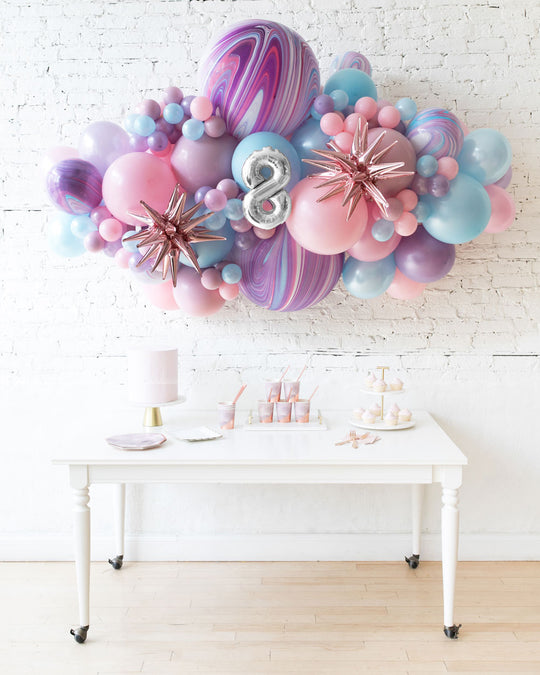 Unicorn Theme - Number Backdrop Balloon Garland Install Piece