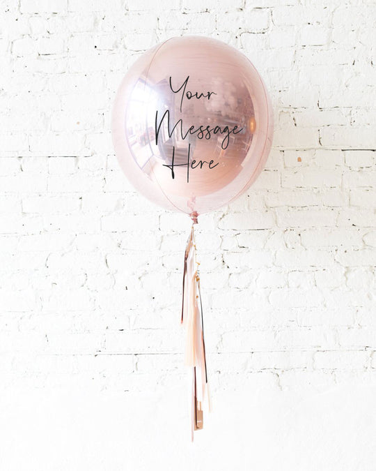 GIFT-21in Rose Gold Orb Foil Balloon and Blush, Mauve and Rose Gold Half-Tassel