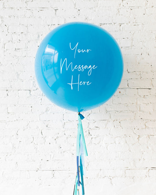 GIFT-Robin's Egg Giant Balloon and Shades of Blue Tassel