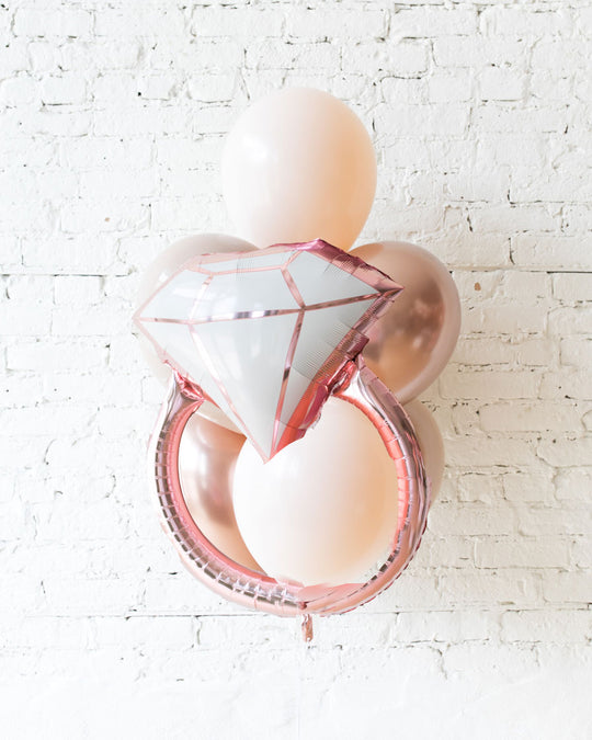 Customizable - Diamond Ring and 11in Balloons - bouquet of 7