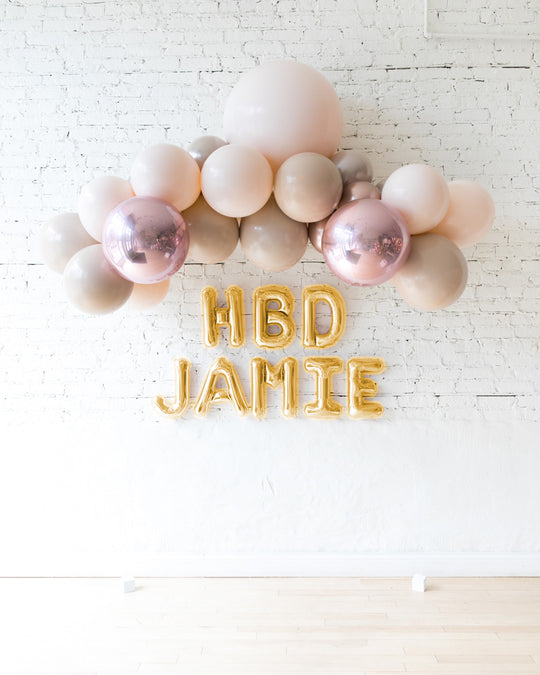 Glam Tan - Floating Balloon Arch & Foil Letters Set