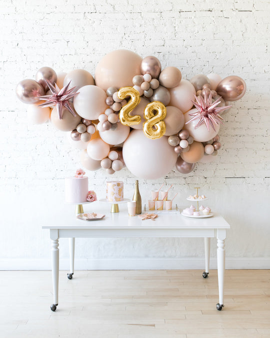 Glam Tan - Number Backdrop Balloon Garland Install Piece