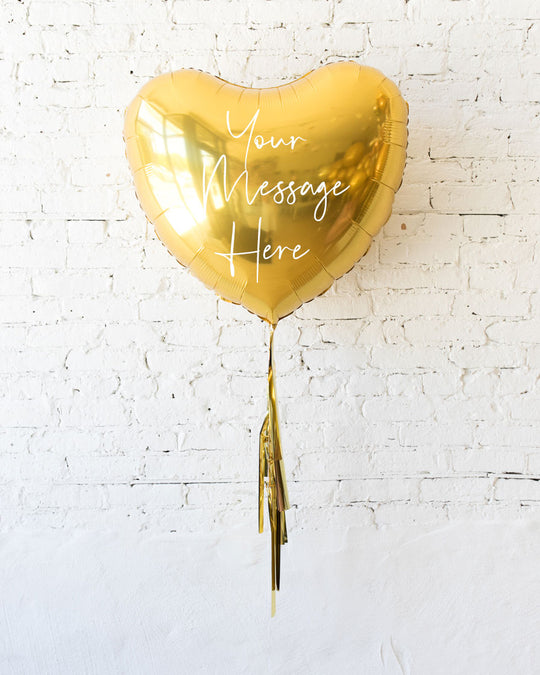 Golden - 36in Heart Foil Balloon with Half-Tassel