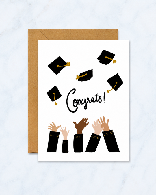 Footnotes - Congrats Graduation Hats - Graduation Card