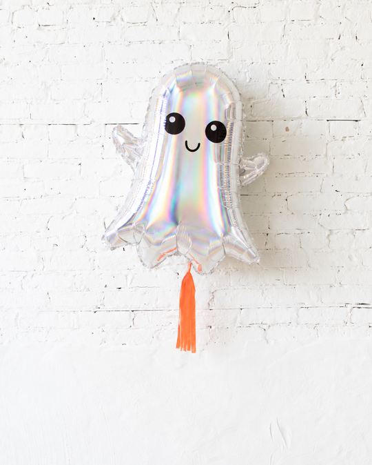 25in Friendly Ghost Foil Balloon with Orange Skirt