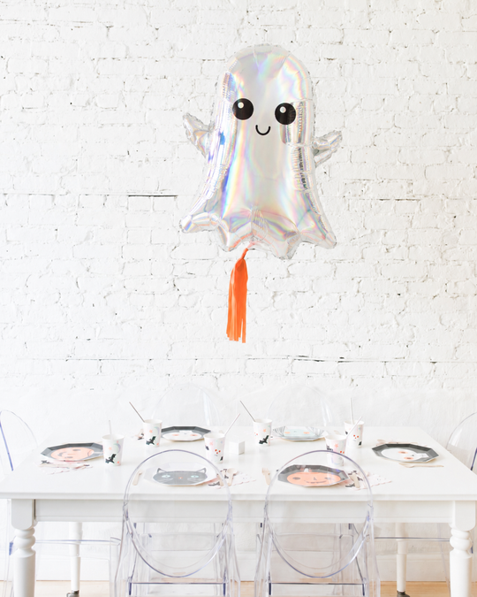 25in Friendly Ghost Foil Balloon with Orange Skirt Centerpiece
