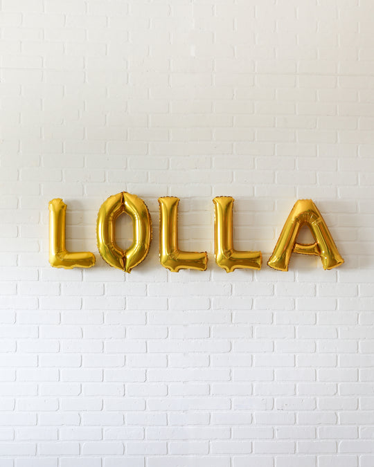 Lollapalooza Theme - 16in LOLLA Gold Foil Balloon Letters