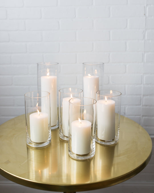 Pillar Candles with Vases - set of 12