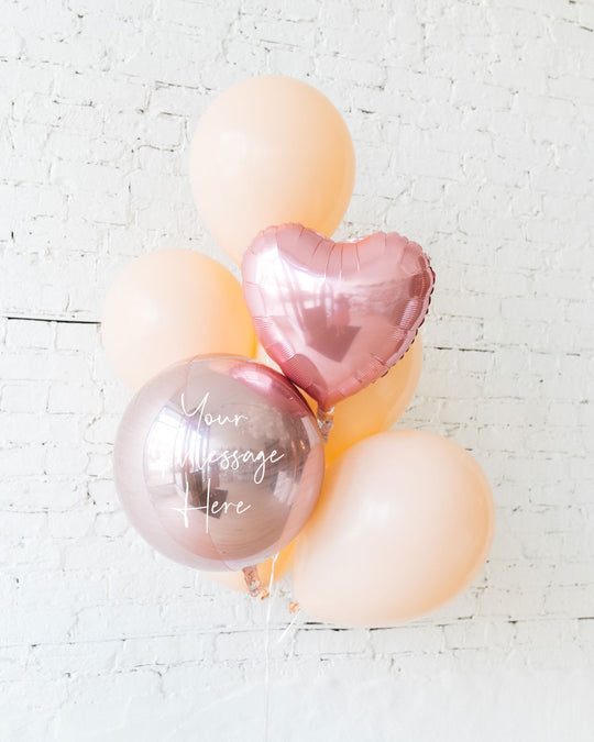 GIFT-Blush 16in, Rose Gold and Pink Heart Balloons - bouquet of 7