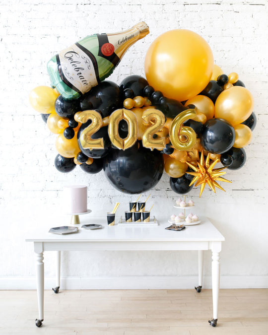 New Year's Eve - 2026 Balloon Backdrop Garland Install Piece with Foil - 6ft