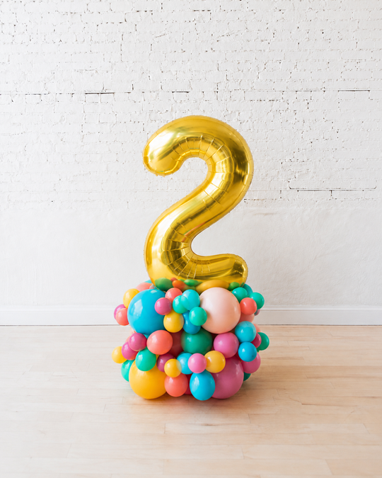 Hotel Kids Birthday - 1 Digit Foil Number on Balloon Pedestal - 3ft