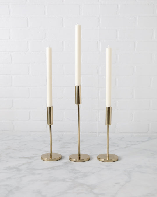 White - Candles with Gold Candlesticks (set of 3)