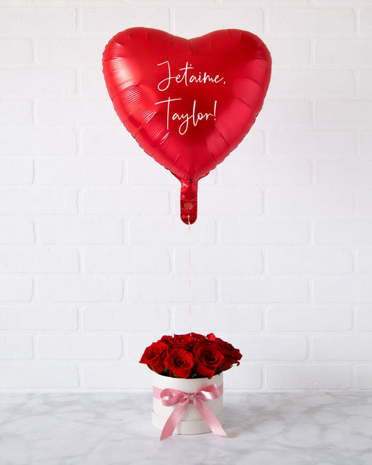 GIFT-18in Foil Heart and Red Rose Bloom Box