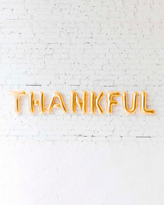 16in Gold THANKFUL Foil Balloon Set