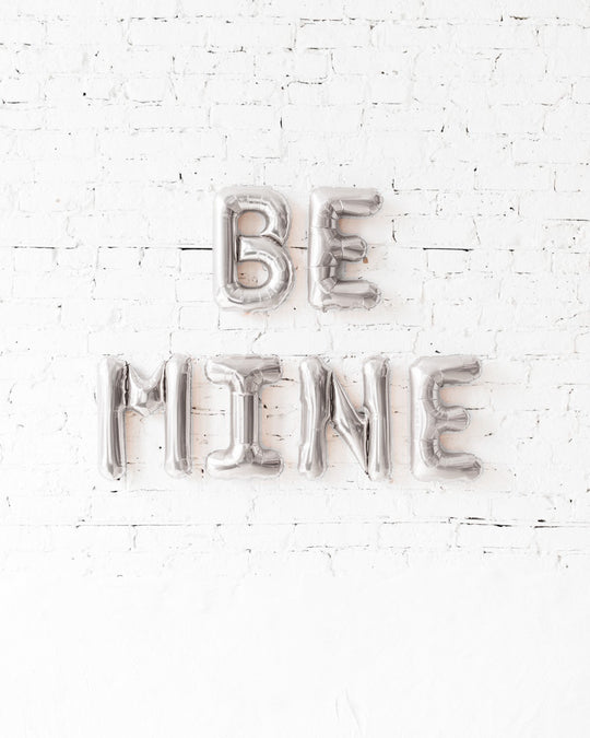 16in Silver Be Mine Foil Balloons Set