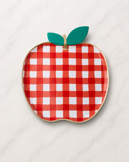 Bonjour Fête - Cherry Red Gingham Apple Plates - Pack of 8