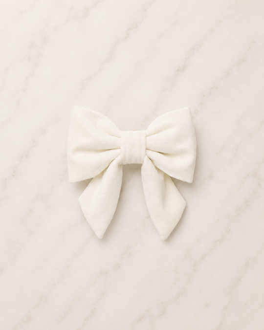 The Foggy Dog - Ivory Velvet Lady Dog Bow Tie