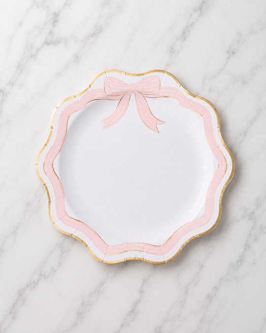 Bonjour Fête - Elegant Pink & Gold Bow Dinner Plates