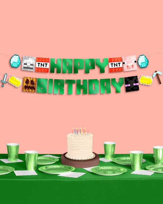xo, Fetti - Pixel Minecraft Birthday Banner
