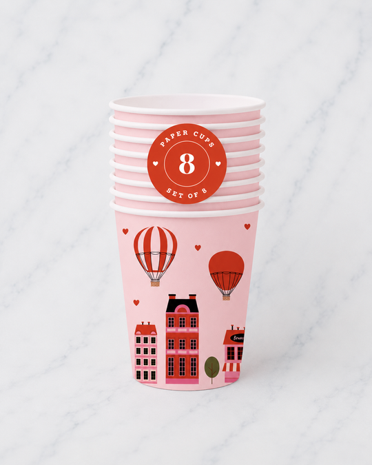Spaghetti & Meatballs - Paris Valentine's Day Paper Cups - pack of 8