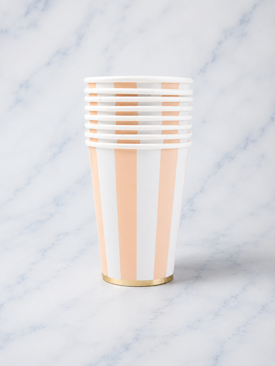 Bonjour Fête - Sweet Peach Cabana Stripe Cups - Pack of 8
